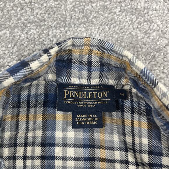 Pendleton Flannel Shirt Mens Medium Merino Wool Button Up Plaid Outdoors - Picture 3 of 10